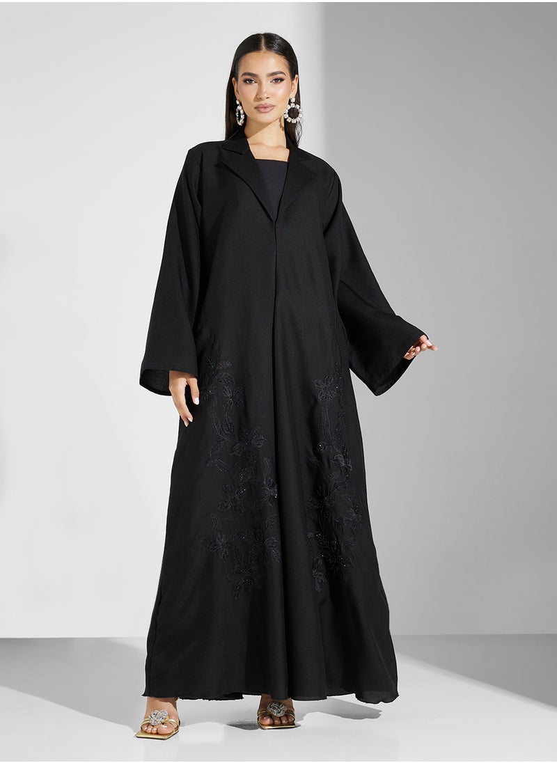 hayas closet Collar Neck Embellished Flared Sleeve Abaya  - Image 5