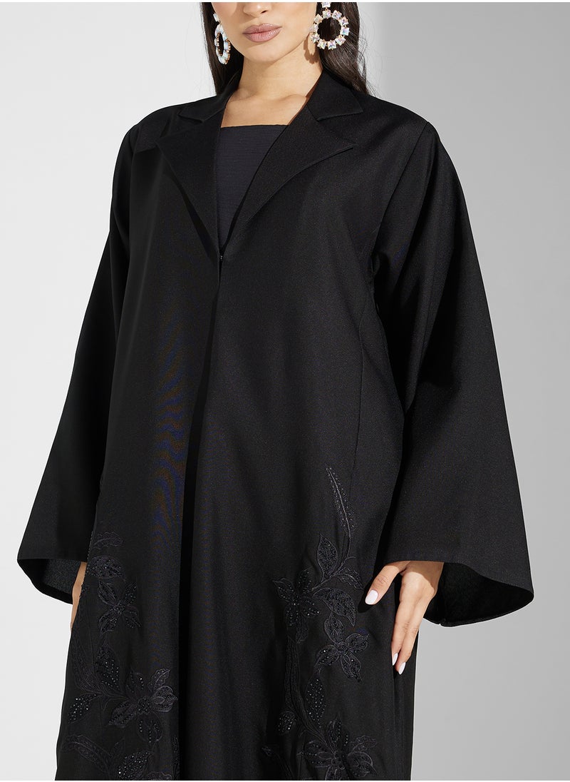 hayas closet Collar Neck Embellished Flared Sleeve Abaya  - Image 3