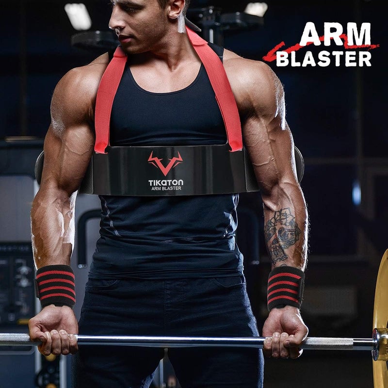 Tikaton Arm Blaster with Wrist Wraps for Biceps & Triceps, Adjustable Bicep Curl Support Isolator for Big Arms Bodybuilding & Weightlifting, Thick Aluminum Biceps Workout Equipment - Image 4
