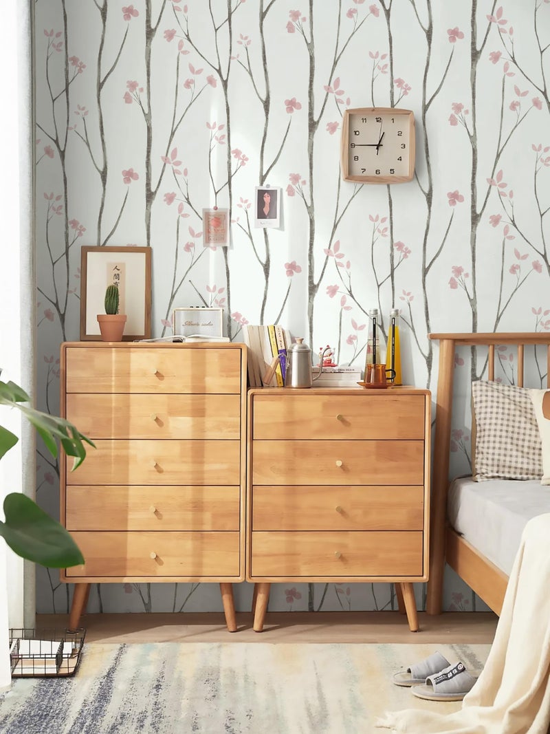 Timeet Floral Wallpaper White and Pink Wall Paper Peel and Stick Modern Contact Paper Removable Self-Adhesive Bedroom Bathroom 16" x 78.7" - Image 2