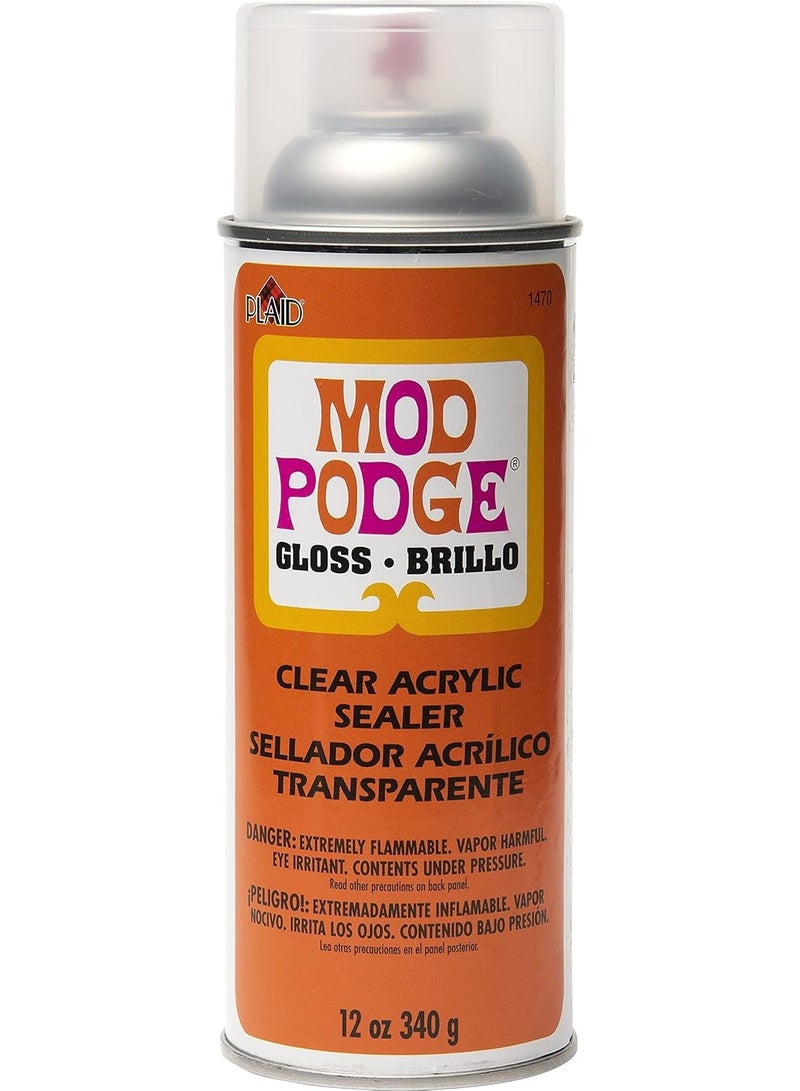 Mod Podge Spray Acrylic Sealer that is Specifically Formulated to Seal Craft Projects, Dries Crystal Clear is Non-Yellowing No-Run and Quick Drying, 12 ounce, Gloss - Image 1