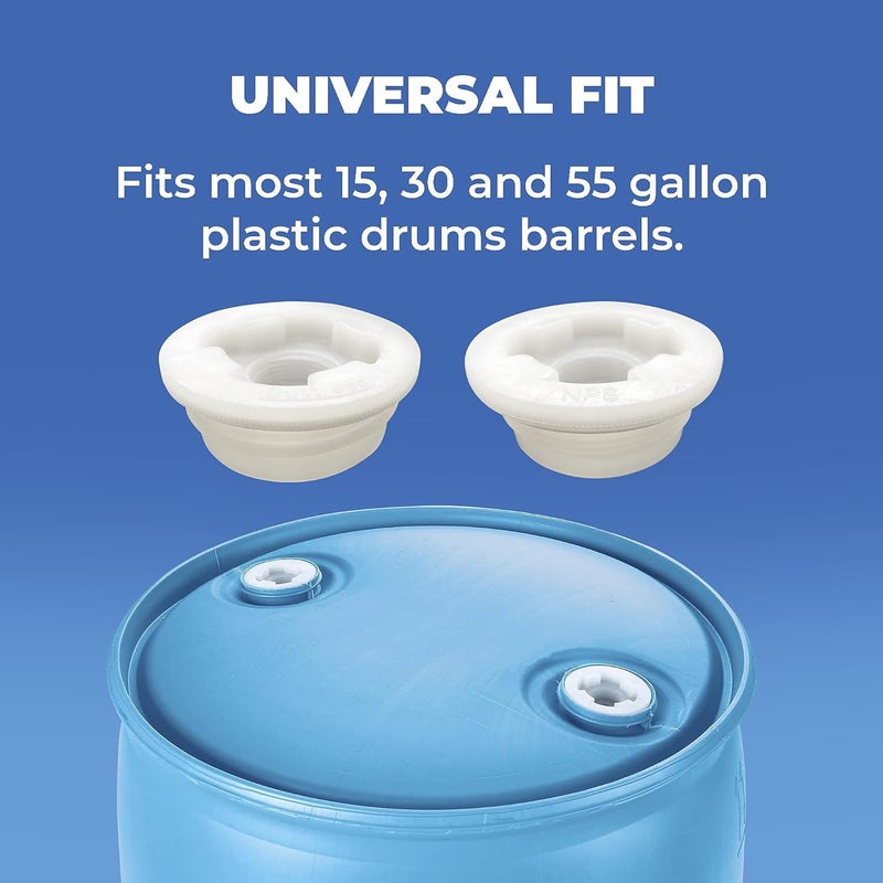 Green Goods Bung Cap 2" Combo with Gasket for 55 Gallon Plastic Drum - 6pc (3 each size thread) MADE IN USA - Image 5
