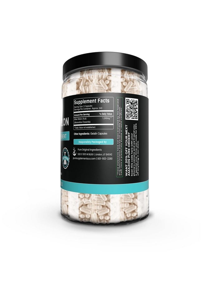 PURE ORIGINAL INGREDIENTS Bitter Melon Extract (730 Capsules) No Magnesium Or Rice Fillers, Always Pure, Lab Verified