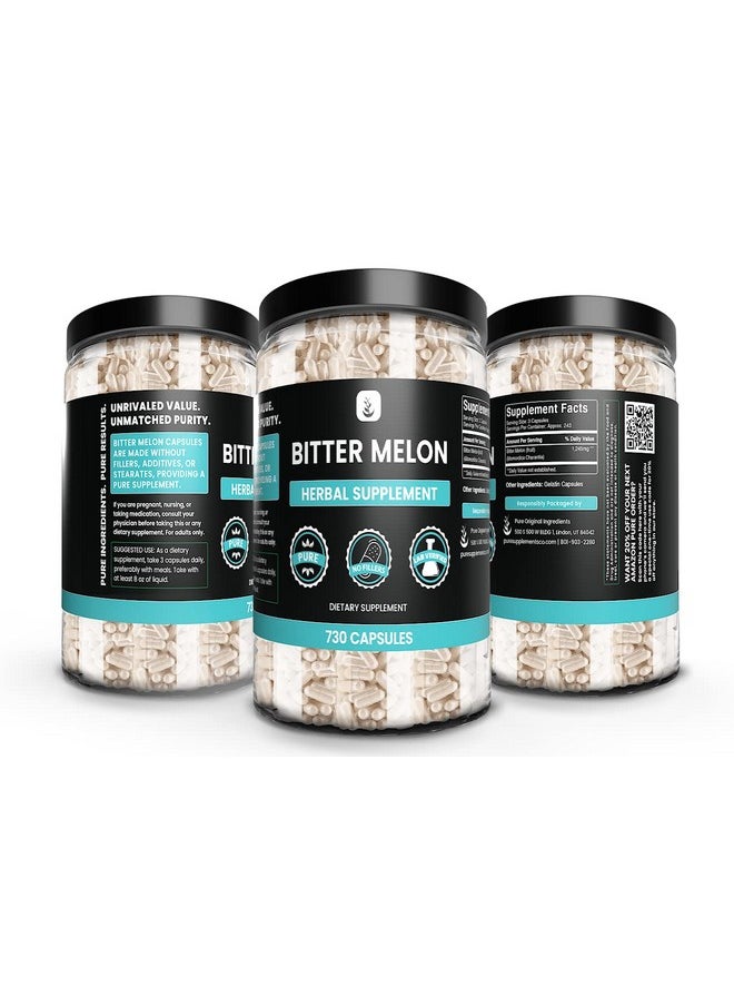 PURE ORIGINAL INGREDIENTS Bitter Melon Extract (730 Capsules) No Magnesium Or Rice Fillers, Always Pure, Lab Verified