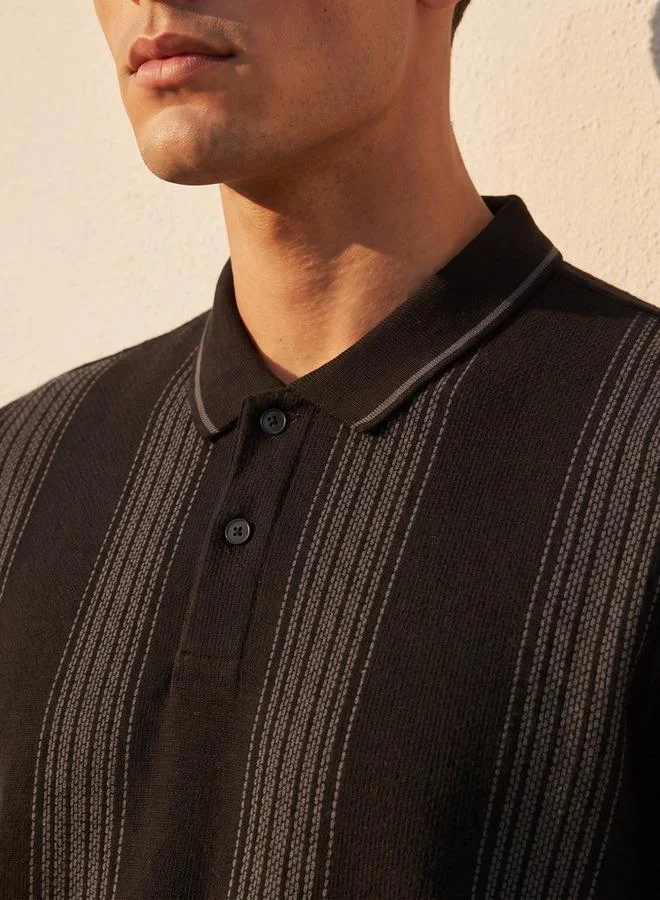 Splash FAV Men Short Sleeves Striped Polo T-shirt