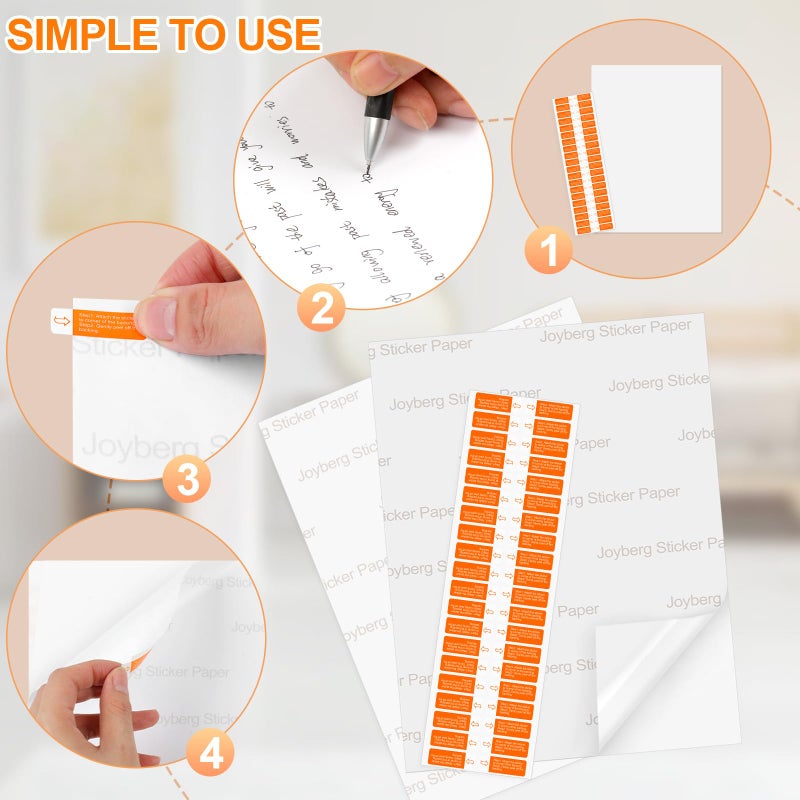 Joyberg Printable Sticker Paper for Inkjet Printer, 40 Sheets 8.5"x11'' Matte Sticker Printer Paper Full Sheet Labels for Laser/Inkjet Printers, Letter Size - Image 5