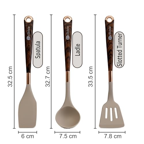 Dribble Premium Big & Sturdy Silicone Spatula Set of 3, Heat Resistant for Non-Stick Cooking,Baking & Mixing,BPA-Free,Food Grade with Designer Handle,Flexible Spatulas for Mixing, Stirring & Flipping - Image 2