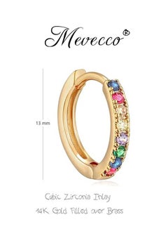 Mevecco Women Huggie Hoop Earrings Gold Ear Stud Cuff 14K Gold Filled Small Boho Beach Simple Delicate Handmade Hypoallergenic Jewelry Gift  - Image 4