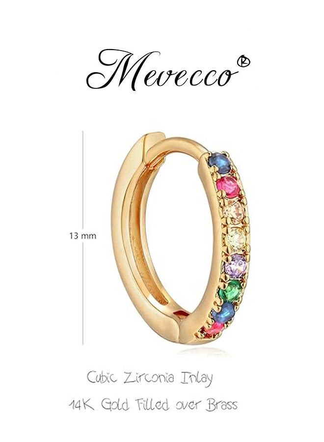 Mevecco Women Huggie Hoop Earrings Gold Ear Stud Cuff 14K Gold Filled Small Boho Beach Simple Delicate Handmade Hypoallergenic Jewelry Gift - Image 4