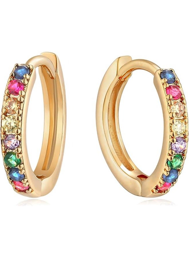 Mevecco Women Huggie Hoop Earrings Gold Ear Stud Cuff 14K Gold Filled Small Boho Beach Simple Delicate Handmade Hypoallergenic Jewelry Gift - Image 1