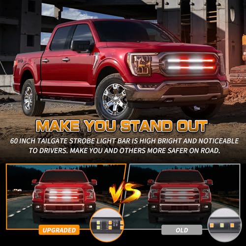 XRIDONSEN 2PCS 24 inch Truck Grill Emergency Lights Strip 288 LED Red White Grille Firefighter Lights Strobe Flashing Warning Safety Waterproof First Responder Lights for Vehicles Fire Trucks Pickup - Image 2
