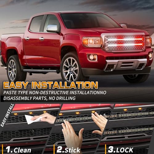 XRIDONSEN 2PCS 24 inch Truck Grill Emergency Lights Strip 288 LED Red White Grille Firefighter Lights Strobe Flashing Warning Safety Waterproof First Responder Lights for Vehicles Fire Trucks Pickup - Image 5