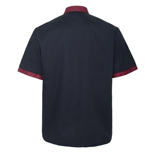 TopTie Unisex Short Sleeve Chef Coat Jacket, Black and Red - Image 2