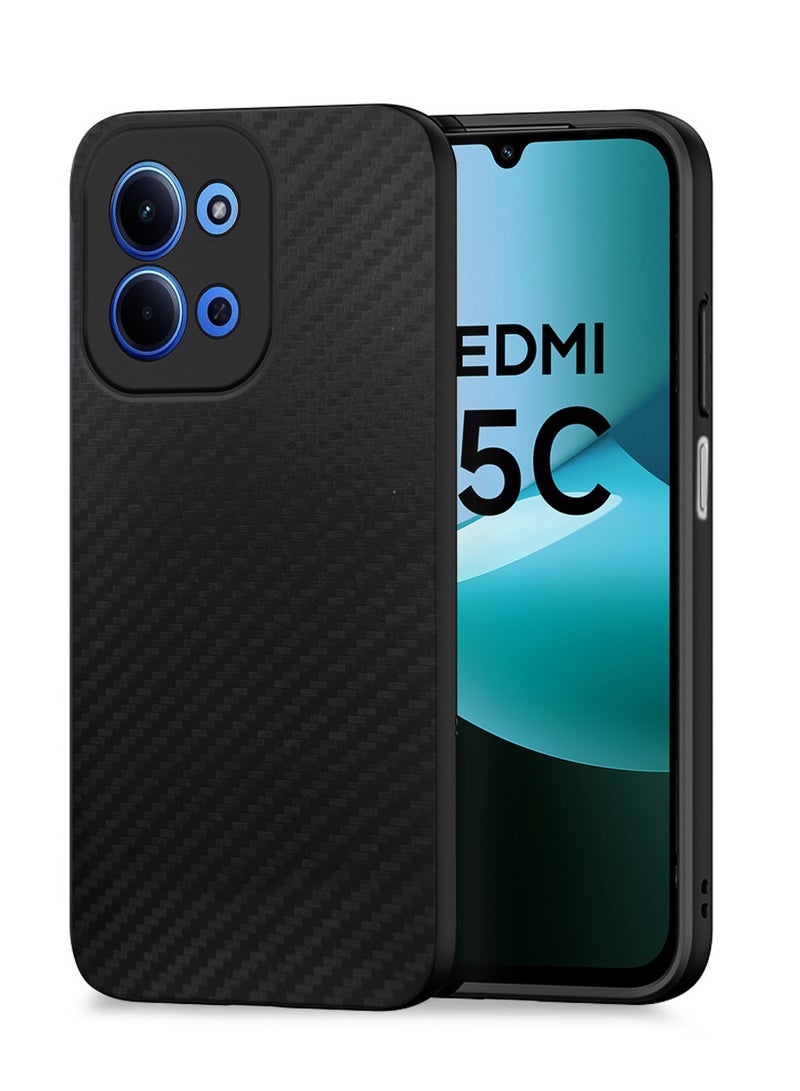 دبليو تيك غلاف حالة ملمس ألياف الكربون من السليكون السائل لشيومي ريدمي 15C 4G/5G 2025 (MCFPSN) - أسود - Image 1