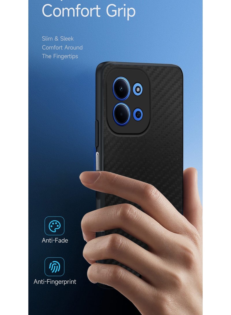 دبليو تيك غلاف حالة ملمس ألياف الكربون من السليكون السائل لشيومي ريدمي 15C 4G/5G 2025 (MCFPSN) - أسود - Image 2