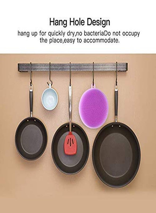 VRT® Silicone Washing Sponge Antibacterial Silicone Dish Scrubber Fruit and Vegetable Washing Brush Round Scrubber Pad Multipurpose(Pack of Four) - Image 5