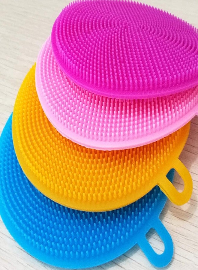 VRT® Silicone Washing Sponge Antibacterial Silicone Dish Scrubber Fruit and Vegetable Washing Brush Round Scrubber Pad Multipurpose(Pack of Four) - Image 1
