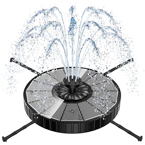 Yzert Solar Fountain, 3-Level Adjustable Water Height, 3.5W Glass Powerful Outdoor Fountain Pump with Rotating Rods & 7 Nozzles for Bird Bath, Garden, Pond, Patio, Flower Pot (2026 Model, Black) - Image 1