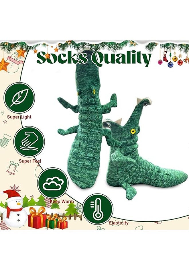 جوارب محبوكة للجنسين بتصميم سمكة قرش وتمساح - جوارب شتوية دافئة للأرضيات - Image 3