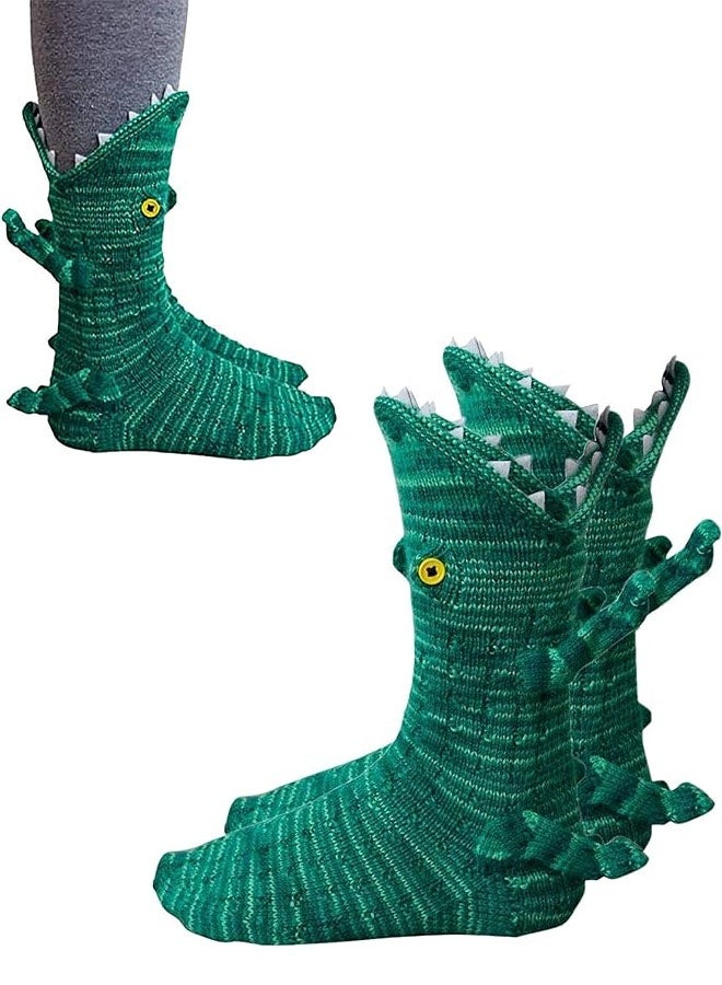 جوارب محبوكة للجنسين بتصميم سمكة قرش وتمساح - جوارب شتوية دافئة للأرضيات - Image 1