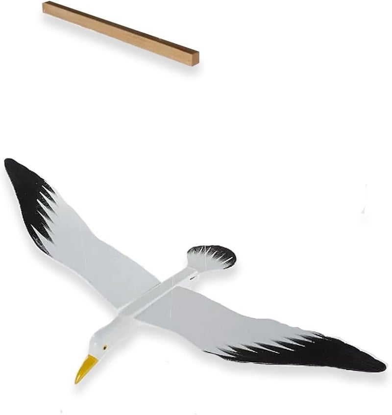 WitnyStore 28" White Black Seagull Wooden Flying Bird Mobile Kinetic Hanging Sculpture for Adult Collectors Handcrafted Room Decoration Display Art Dynamic Overhead Ornament - Image 1