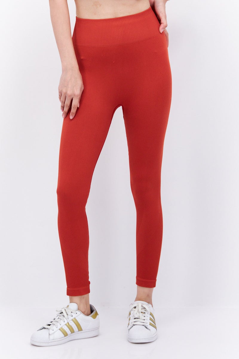 Etam Women Regular Fit Textured Pants, Orange - Image 1