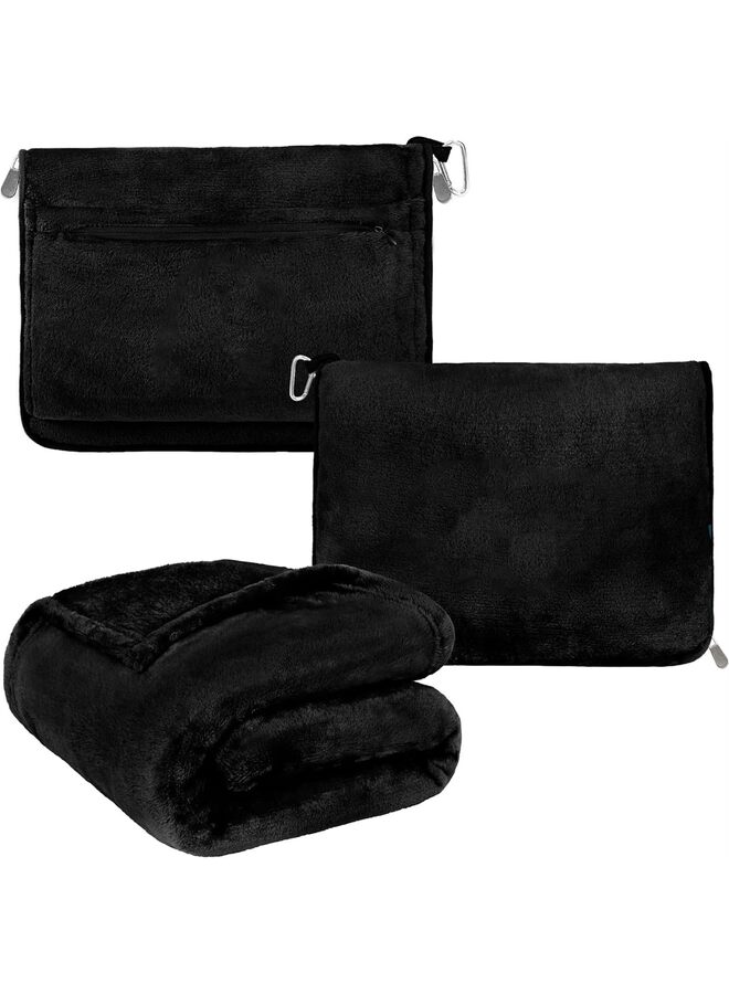 Travel Blanket and Pillow Set, Airplane Blanket Compact 2-in-1 Soft Bag, Travel Essentials for Adult Flight, Portable Throw with Arm Hole, Plane Car Traveling Gift (Color : NavyBlue) - Image 1