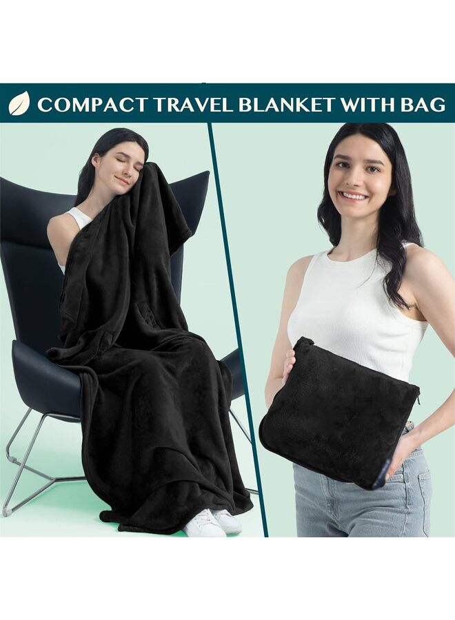 Travel Blanket and Pillow Set, Airplane Blanket Compact 2-in-1 Soft Bag, Travel Essentials for Adult Flight, Portable Throw with Arm Hole, Plane Car Traveling Gift (Color : NavyBlue) - Image 4