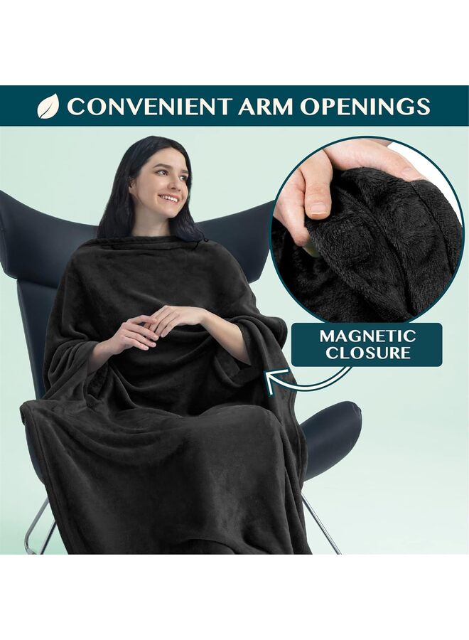 Travel Blanket and Pillow Set, Airplane Blanket Compact 2-in-1 Soft Bag, Travel Essentials for Adult Flight, Portable Throw with Arm Hole, Plane Car Traveling Gift (Color : NavyBlue) - Image 3