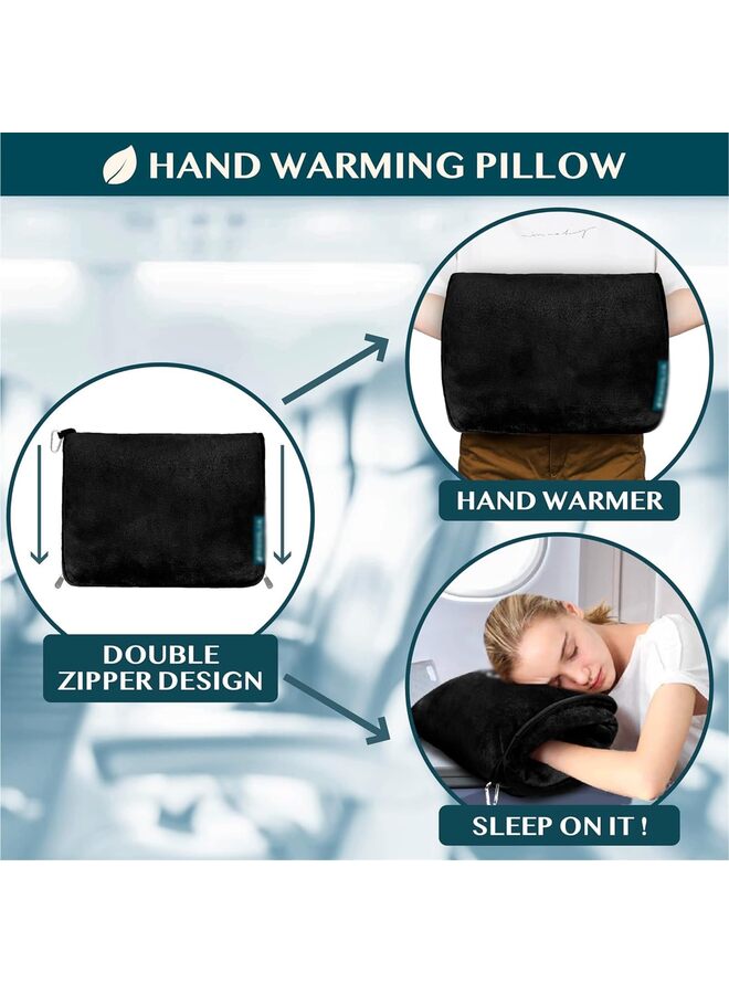 Travel Blanket and Pillow Set, Airplane Blanket Compact 2-in-1 Soft Bag, Travel Essentials for Adult Flight, Portable Throw with Arm Hole, Plane Car Traveling Gift (Color : NavyBlue) - Image 5