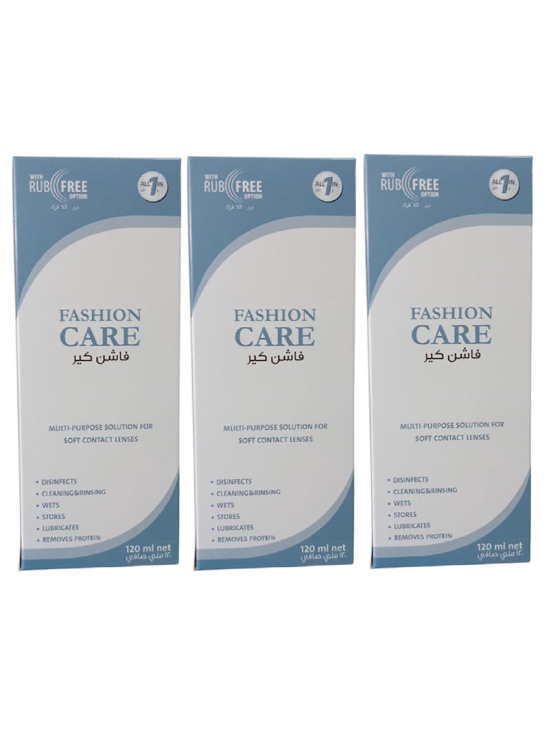 Fashion Care Pack Of 3 Pieces Multi-Purpose Solution For Soft Contact Lense  - Image 1