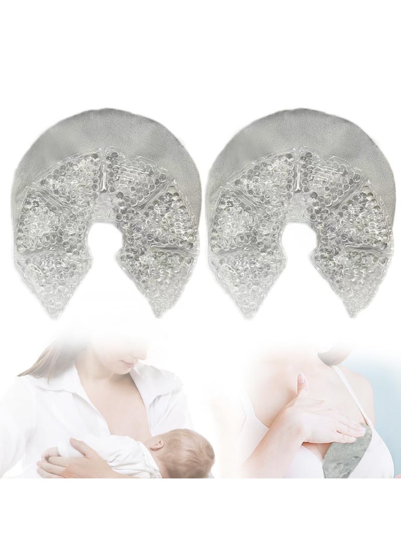 Breast Ice Packs, Breast Therapy Pack for Engorgement Hot and Cold Breastfeeding Gel Pads for New Mom Essentials Reusable Gift for Relieve Clogged Ducts, Nipple Pain, Improve Milk Flow（2PCS,GREY）  - Image 1
