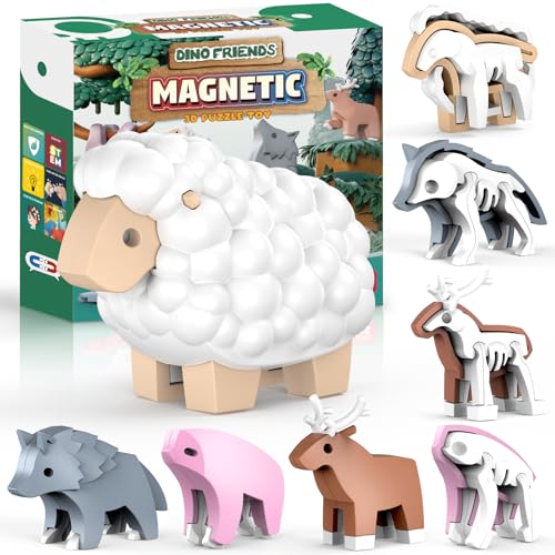 Toycost ألعاب بناء حيوانات مغناطيسية تعليمية للأطفال من 3 إلى 7 سنوات، ألعاب ألغاز ثلاثية الأبعاد، هدايا فريدة للأطفال، مثالية للأولاد والبنات - Image 1