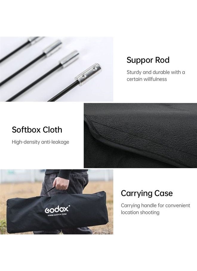 Godox 2 PCS FW30x120cm / 12"x47" Bowens Mount Strip Honeycomb Grid Softbox,Portable Strip Soft Box with Bowens Mount Speedring,Curved Grid Softbox for Studio Strobe Flash Portrait Product Photography