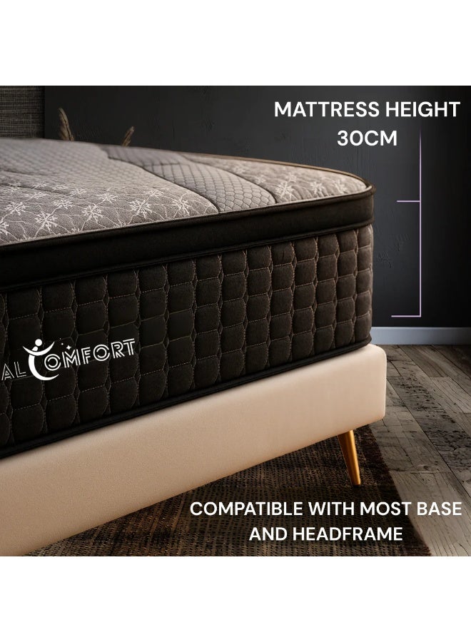 Total Comfort Budapest Hybrid Latex Mattress | Medium Firm EuroTop - Single/Twin XL (100x200x30 cm) | Spinal Alignment, Motion Isolation, Edge Support | Cooling & Pressure Relief |5-Zone Pocket Spring - Image 2