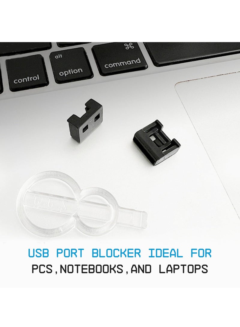 USB A Port Blockers 10-Pack Secure and Dust Resistant USB Port Caps USB A Dust Cap Female Port Protector with 1 Key and 10 USB Lock for PC Laptop and Notebook Data Protection Black  - Image 3