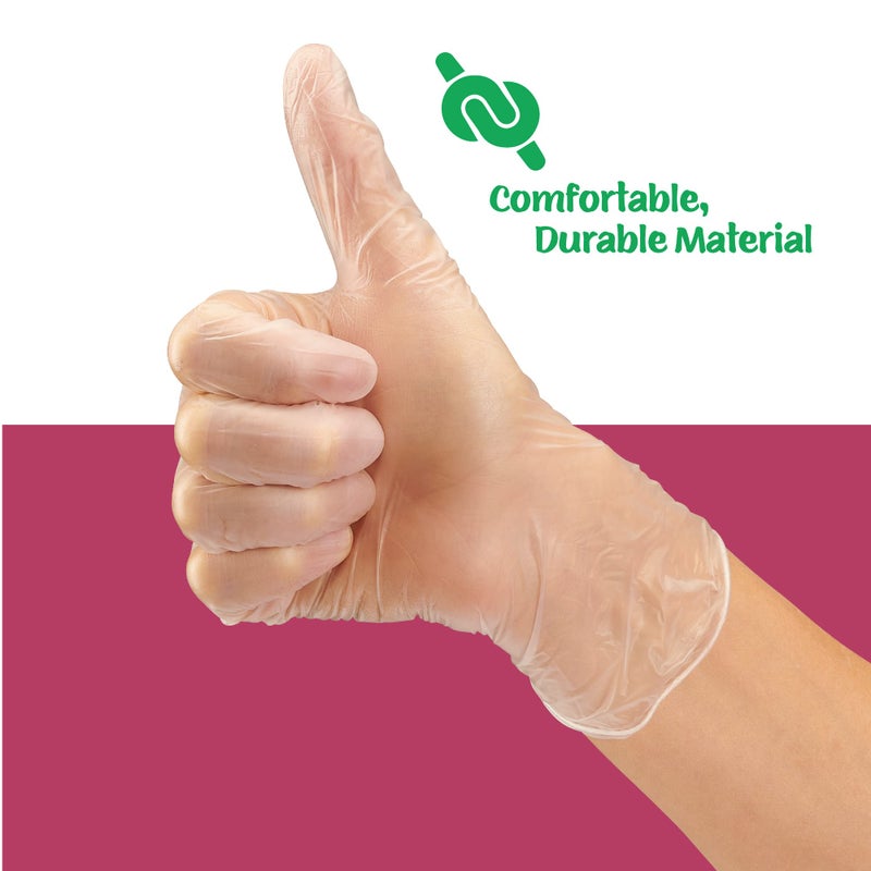Care Plus Medium Size Disposable Vinyl Gloves Heavy Duty Non Sterile Powder Free Latex Free Rubber 100 Count Box food Safe - Image 3
