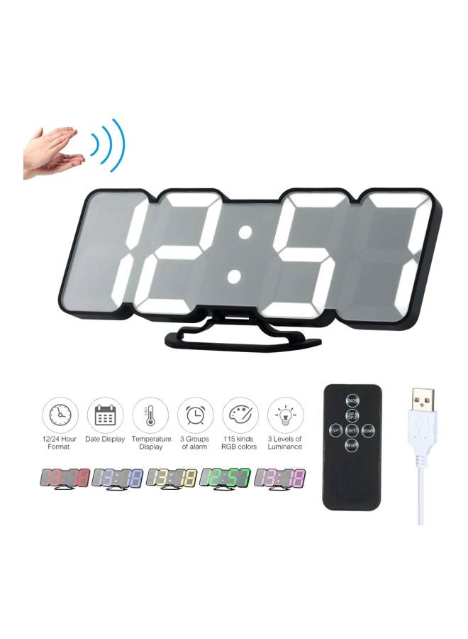 LED Alarm Clock in Black or White, Wireless, 23.5 x 4 x 9.2cm dimensions - Image 3