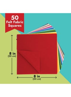 Juvale 50 Pack Felt Fabric Sheets For Crafts Sewing Party Decorations 8X8" (20X20Cm 25 Rainbow Colors)  - Image 5