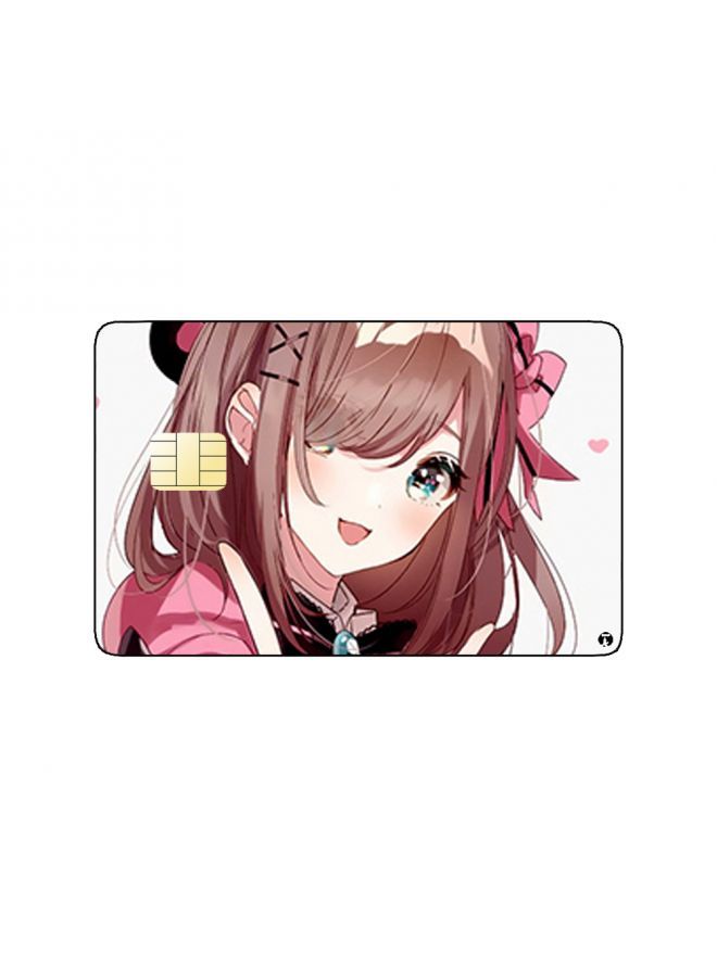 RKN PRINTED BANK CARD STICKER Cute Anime Girl Drawing With Hat - Image 2