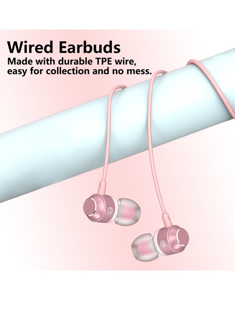 Excefore - USB C Earbuds Rose Gold, Type C in Ear Headphones Wired, Stereo Bass Pink Earphones with Micphone and Volume Control, for 15 Pro Max 15 Plus iPad Pro USB C Earphones - Image 1
