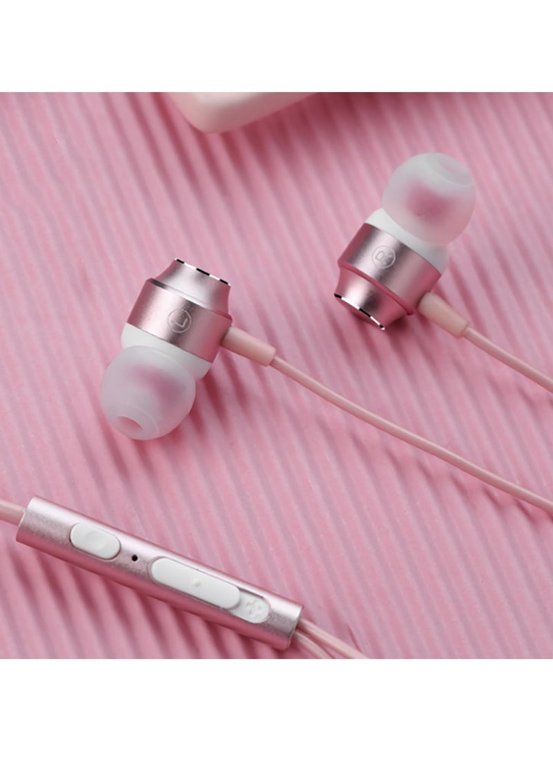 Excefore - USB C Earbuds Rose Gold, Type C in Ear Headphones Wired, Stereo Bass Pink Earphones with Micphone and Volume Control, for 15 Pro Max 15 Plus iPad Pro USB C Earphones - Image 1
