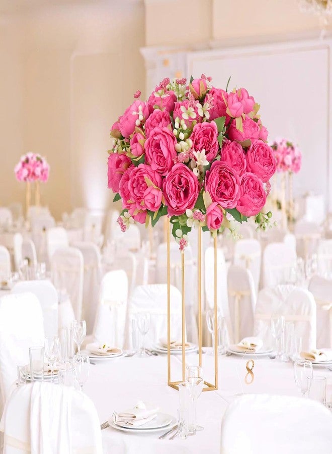 ASTRYAS 8Pcs Peonies Artificial Flowers, Hot Pink Fake Peony Flowers Silk Peonies Flowers Fake Peonies Artificial Flowers Peonies Bouquet for Centerpiece Table Wedding Party Home Decor - Image 3