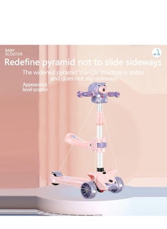 DMG TECH Scooter Kids, Scooters Can Blow Bubbles, 4 Adjustable Height Foldable Scooter for Kids, سكوتر with Removable Seat, LED Light up Wheels for Children 1-10 Years Old  - Image 3