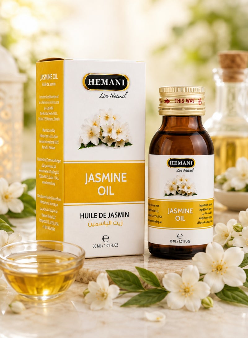 هيماني زيت الياسمين 30 مل – زيت ياسمين طبيعي 100% للعلاج العطري، للعناية بالشعر والبشرة والتدليك | زيت ياسمين نقي - Image 1