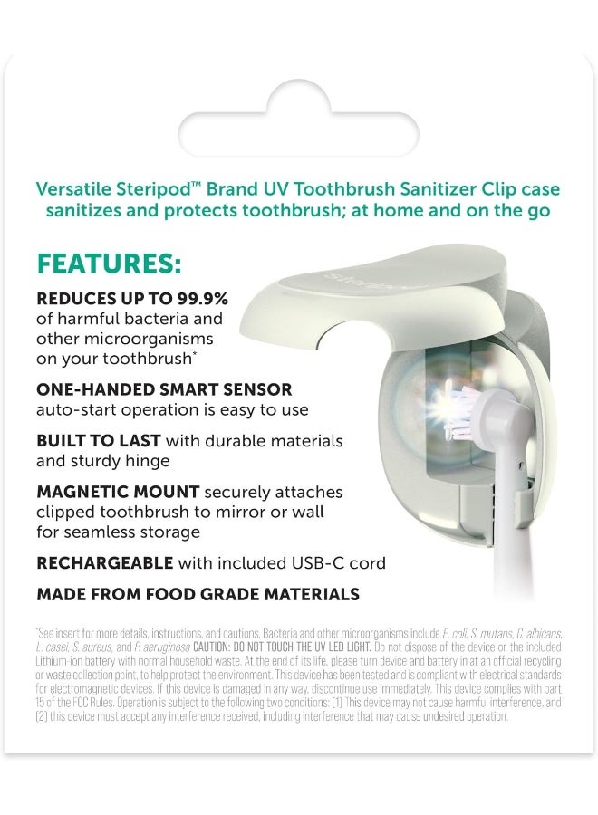 Steripod ستيريبود علامة معقم فرشاة الأسنان المحمولة بالأشعة فوق البنفسجية مع مشبك قابل لإعادة الشحن لؤلؤة 1 عدد - Image 2