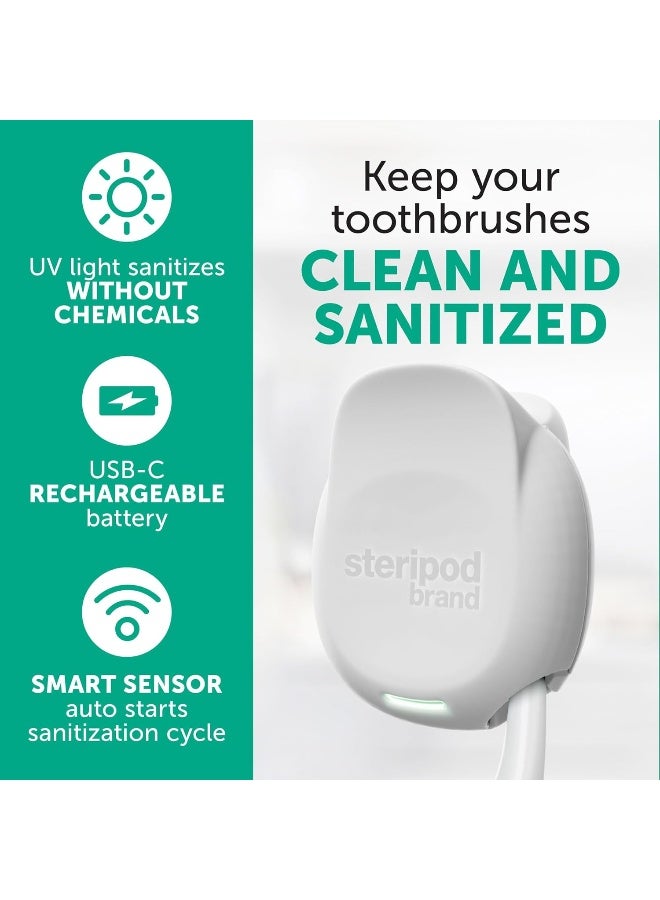 Steripod ستيريبود علامة معقم فرشاة الأسنان المحمولة بالأشعة فوق البنفسجية مع مشبك قابل لإعادة الشحن لؤلؤة 1 عدد - Image 4