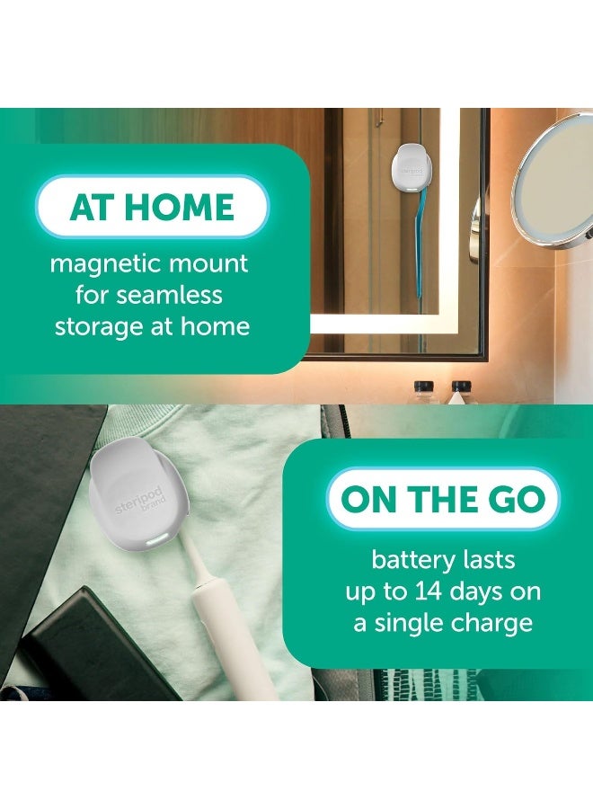 Steripod ستيريبود علامة معقم فرشاة الأسنان المحمولة بالأشعة فوق البنفسجية مع مشبك قابل لإعادة الشحن لؤلؤة 1 عدد - Image 5