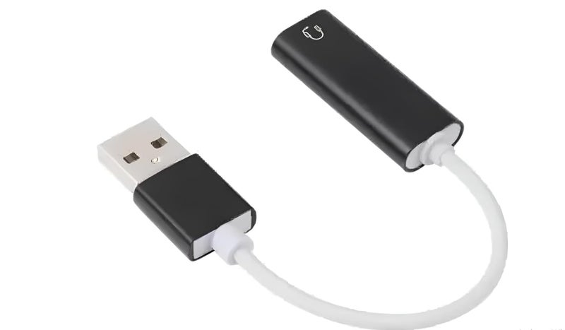 GOLDEN TECH External USB Sound Card, USB to 3.5mm Jack Audio Adapter, Black