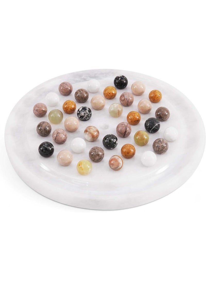Radicaln Marble Solitaire Board Game with 42 Piece White Marbles Classic One Player Gameplay 10 inch Strategy Puzzle Board Games Adults for Tabletop Game, Birthday Gift, Table Games - Image 1
